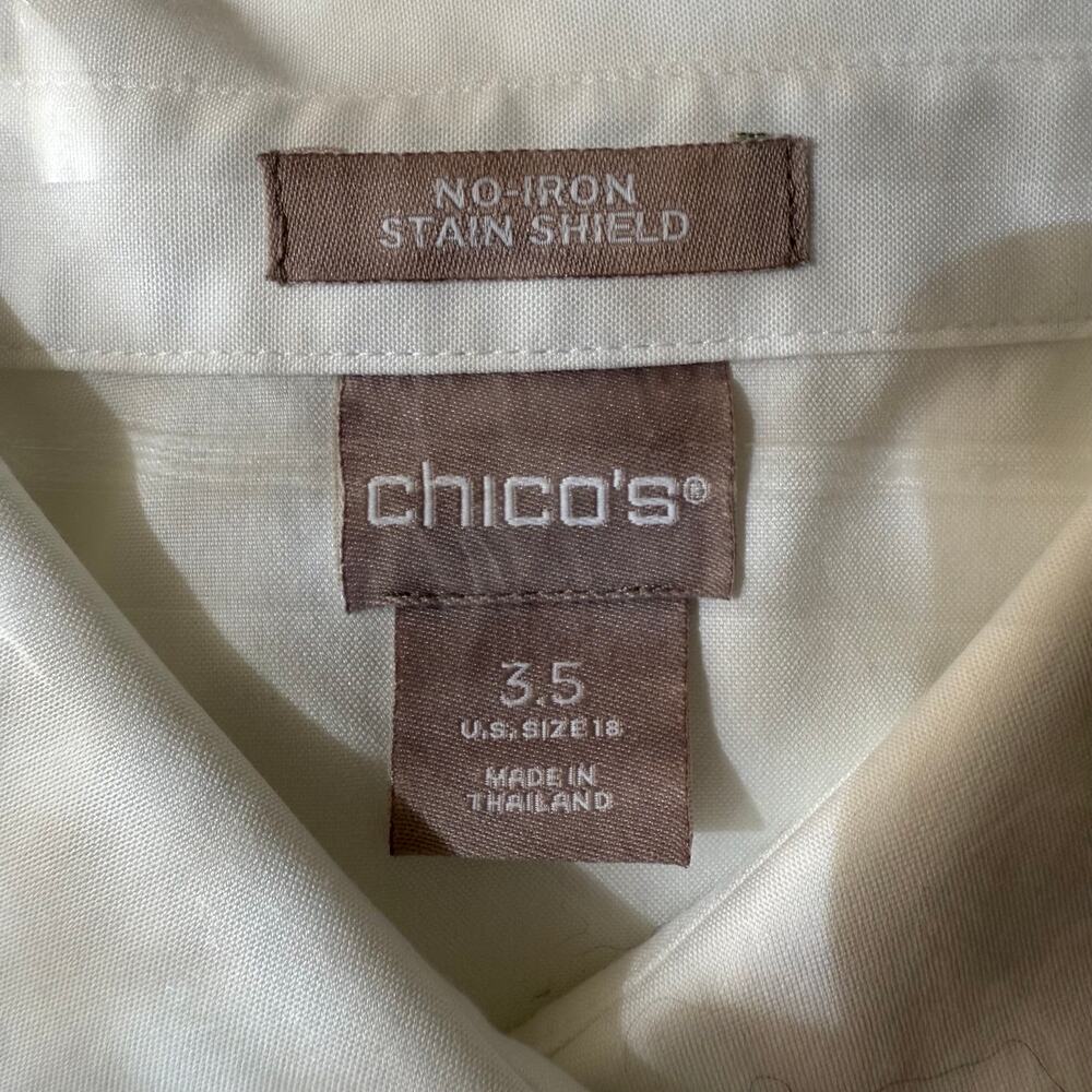 Chico’s No-Iron Stain Shield White Button Front Shirt Size 3.5 (US - Picture 9 of 9